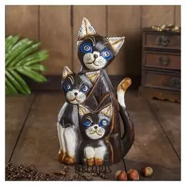 Сувенир дерево "Три кошечки с белыми лапками" 5х14х25 см