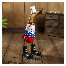 Сувенир дерево "Утка шеф-повар" 13х9х27 см