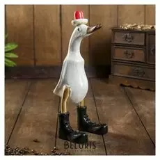 Сувенир дерево "Утка в новогоднем колпаке" 13х9х27 см