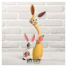 Сувенир дерево "Зайчики с морковкой" 13х5х30 см