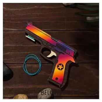 Сувенир деревянный «Резинкострел, красная звезда» + 4 резинки