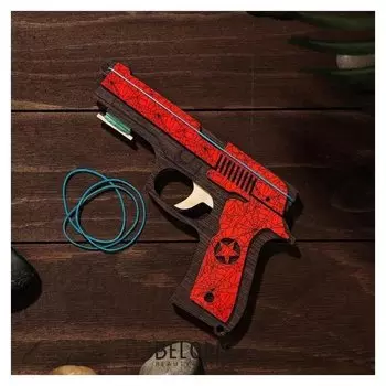 Сувенир деревянный «Резинкострел, красный гранит» + 4 резинки