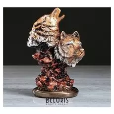 Сувенир "Два волка" 15,5 см, бронзовый цвет