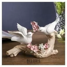 Сувенир "Две птички на ветке с цветами" 13х21х9 см