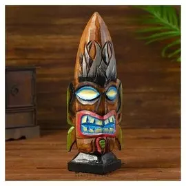 Сувенир интерьерный "Голова аборигена" дерево 8х8х30 см