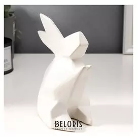 Сувенир керамика 3D "Белый заяц" 18х12,5х8,5 см