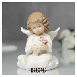 Сувенир керамика "Ангел в белом платье с букетом" 9,5х7х5,5 см