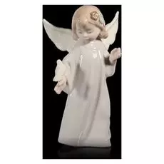 Сувенир керамика "Ангел в розоватом платье в веночке и голубем" 13,4х7х5,5 см