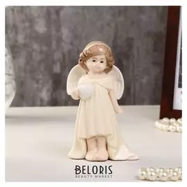 Сувенир керамика "Ангелочек в жёлтом платье с сердечком в руке" 10,5х6,3х4 см