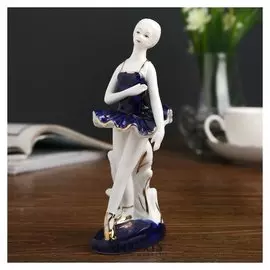Сувенир керамика "Балерина у станка" кобальт 16,5х7х7,5 см
