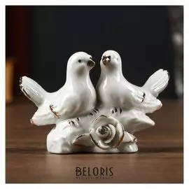 Сувенир керамика "Белые голубки с розой" страза 6,4х4х9,5 см