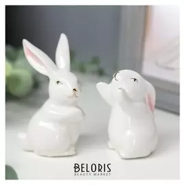 Сувенир керамика "Белый кролик" 6,3х3,5х3,7 см