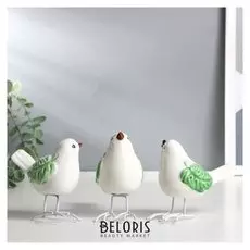 Сувенир керамика "Белый воробей с крыльями-пальмовыми листьями" 9х9х4,7 см