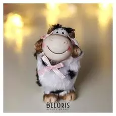 Сувенир керамика "Бычок с чёлкой, в шубке" 7х3,7х4,3 см