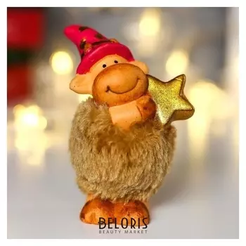 Сувенир керамика "Бычок-звездочёт" меховой