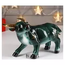 Сувенир керамика "Бык с золотыми рогами" 16х26,8х8,5 см