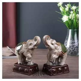 Сувенир керамика "Цирковые слоны на пьедестале" набор 2 шт 14,5х10х6,5 см