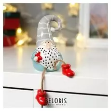 Сувенир керамика "Дед мороз с длинными ножками" бирюза 11х6,3х6,8 см