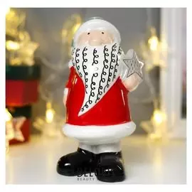 Сувенир керамика "Дедушка мороз с звездой" красный 19,2х9х10 см