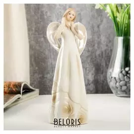 Сувенир керамика "Девушка-ангел в платье с розами, с бабочкой на руке" 19,5х7х7 см