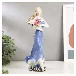 Сувенир керамика "Девушка-мечтательница с лилиями" 29х11,5х11 см