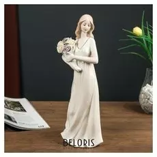 Сувенир керамика "Девушка в белом платье с букетом роз" 30х9,5х11 см