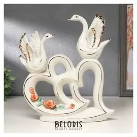 Сувенир керамика "Два лебедя на сплетенных сердцах" 27,3х26,4х7 см