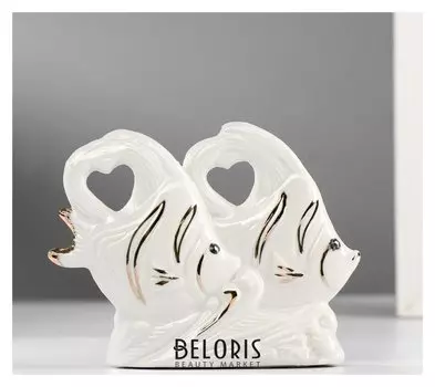 Сувенир керамика "Две белые рыбки" 8х10,3х3 см