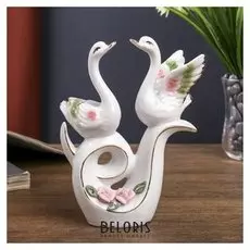 Сувенир керамика "Две лебедушки на пьедестале" 14,5х11х4,5 см