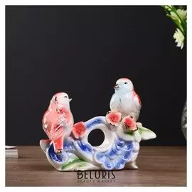 Сувенир керамика "Две птички с розами" 12,5х16,5х6,5 см