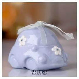 Сувенир керамика колокольчик "Голубая машинка" стразы 4,5х7х5 см