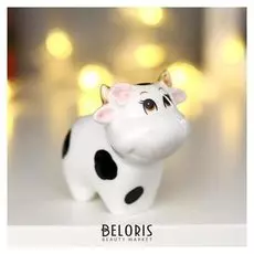 Сувенир керамика "Коровка с цветочком" пятнистая 6,8х5,6х8 см