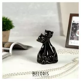 Сувенир керамика "Кошачье семейство" чёрные с золотом 13х8х4,5 см