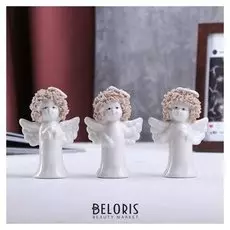 Сувенир керамика "Кудрявые ангелочки" набор 3 шт 9,5х6х3,5 см