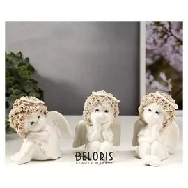 Сувенир керамика "Кудрявые ангелочки" набор 3 шт 9,5х7,8х7,5 см