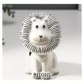 Сувенир керамика "Львёнок" белый с чёрным 13,8х8,3х8,8 см