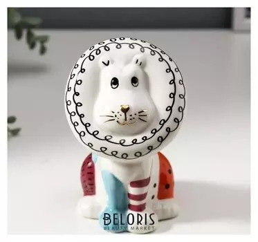 Сувенир керамика "Львёнок" цветные пятнышки 13,8х8,3х8,8 см