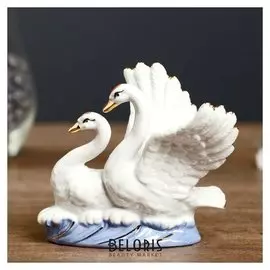 Сувенир керамика "Лебеди белые на волне" белые с золотом 11,5х4,8х11,5 см