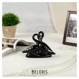 Сувенир керамика "Лебеди - любовь" чёрный с золотом 11х14х5 см