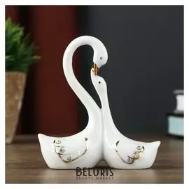 Сувенир керамика "Лебеди милуются" стразы 9,5х3,5х9 см