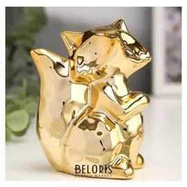 Сувенир керамика "Лисичка" золото 10х7,7х5 см