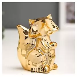 Сувенир керамика "Лисёнок" золото 7,2х5,5х3,5 см