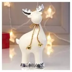 Сувенир керамика "Лосик с колокольчиками" серебро 21,3х8х10,7 см