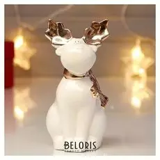 Сувенир керамика "Лосик в шарфе" розовое золото 14х7,1х8,5 см