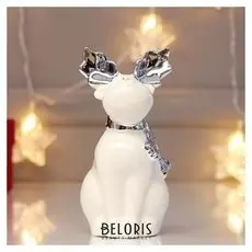 Сувенир керамика "Лосик в шарфе" серебро 14х7,1х8,5 см