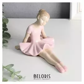Сувенир керамика "Маленькая балерина в розовой пачке - тянет носочки" 11,5х16,3х10,7 см