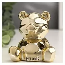 Сувенир керамика "Медвежонок" золото 8х7х7,5 см