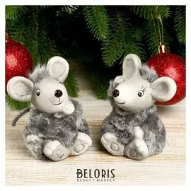 Сувенир керамика "Мышонок в серенькой шубке" 9,3х7х6,4 см