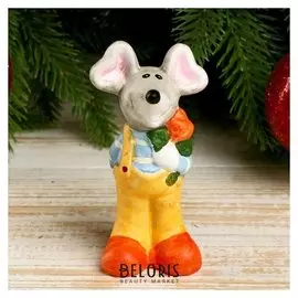 Сувенир керамика "Нарядный мышь с розой" 10,2х4,5х3,7 см