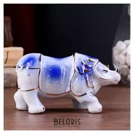Сувенир керамика "Носорог" синий 6,5х12,5х4 см